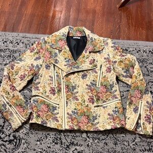 Tapestry Floral moto Jacket - Cream and Mauve